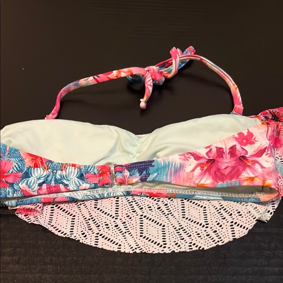 OP Pink and Blue Swim Set with Ruffled Bandeau Top - Picture 4 of 12